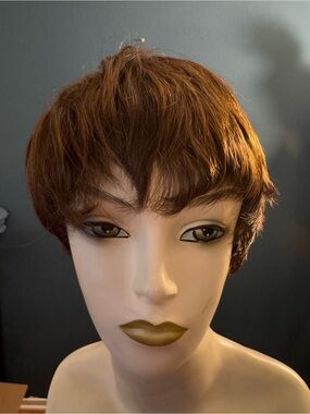 Short Copper Brown Women's Pixie Wig - Natural Shine